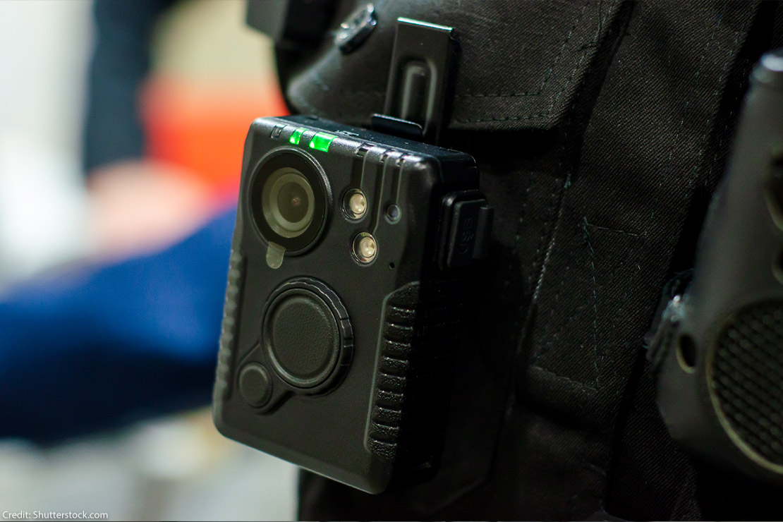 A police body camera is shown