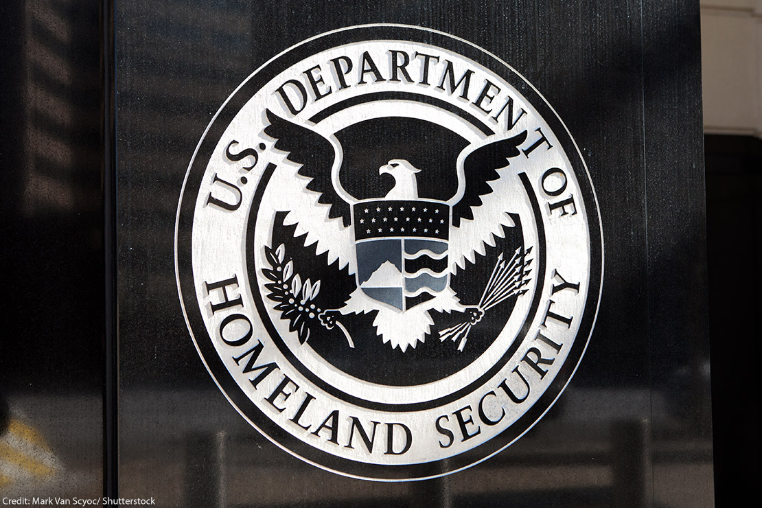 A Department of Homeland Security insignia.