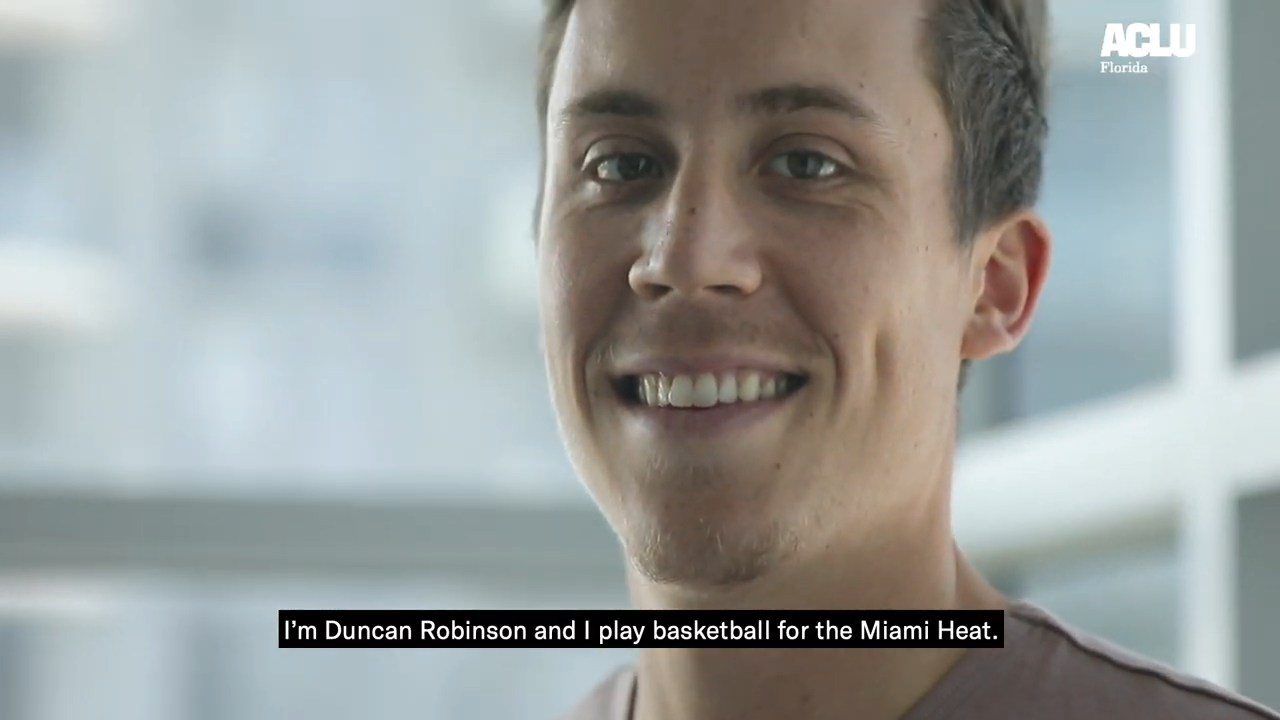 Duncan Robinson of the Miami Heat for ACLU of Florida