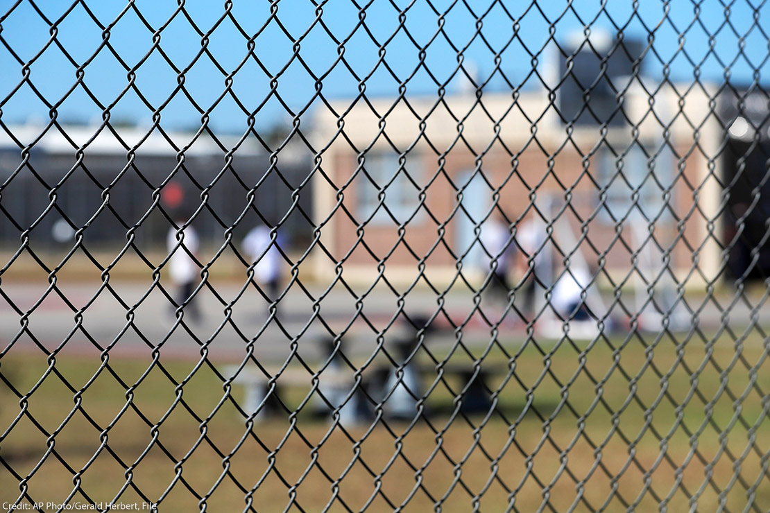 The exterior of an immigrant detention center.