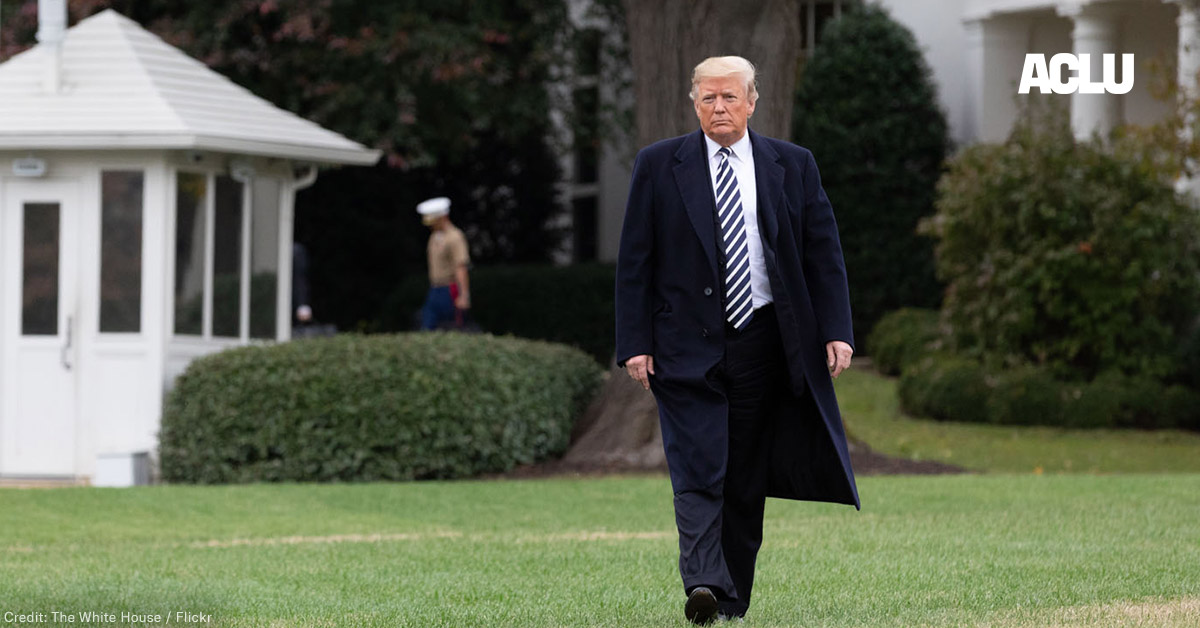 Trump walking on the White House Lawn