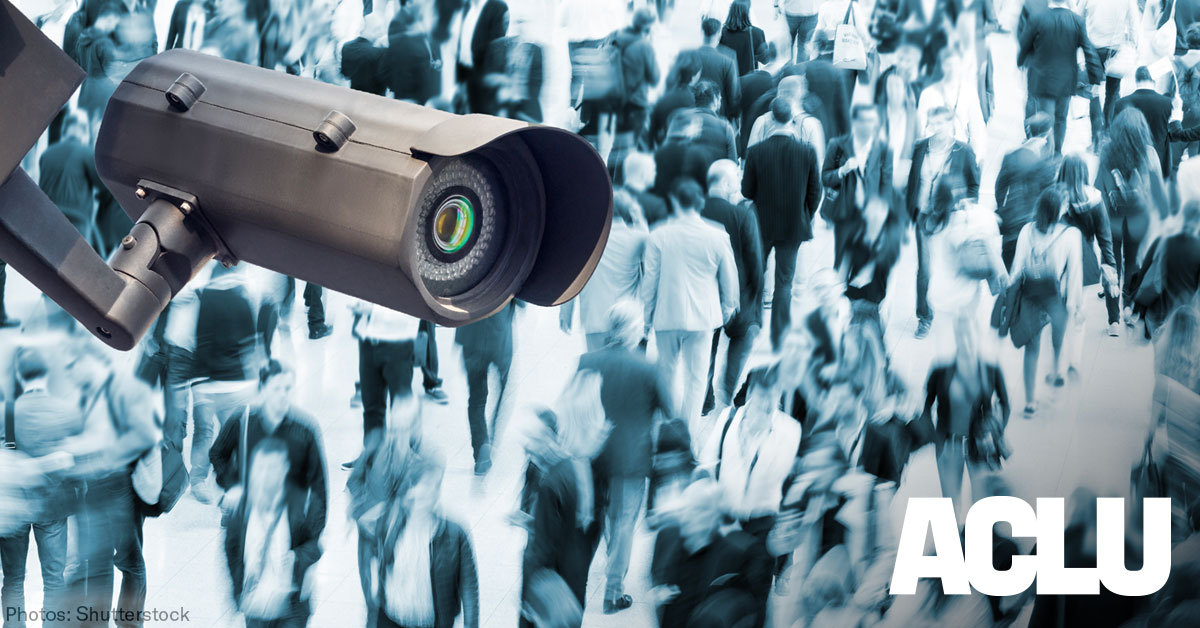 A surveillance camera over a crowd