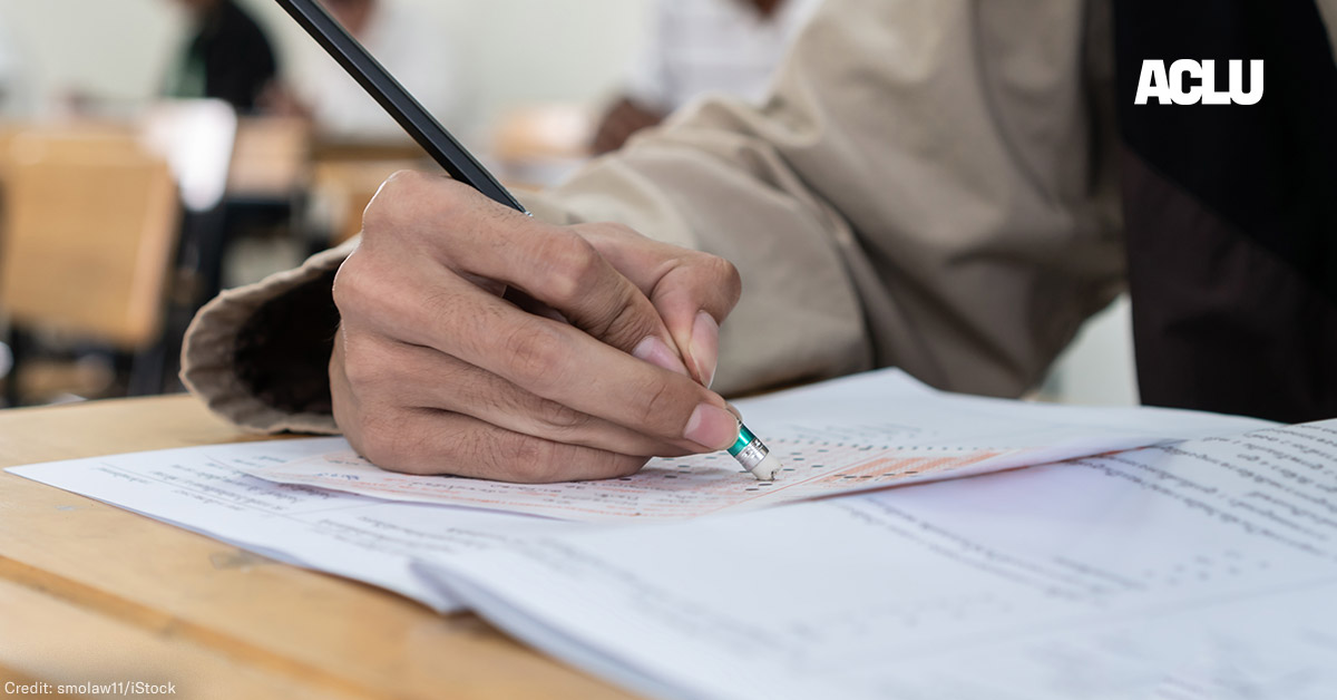 A student erasing answers from a test